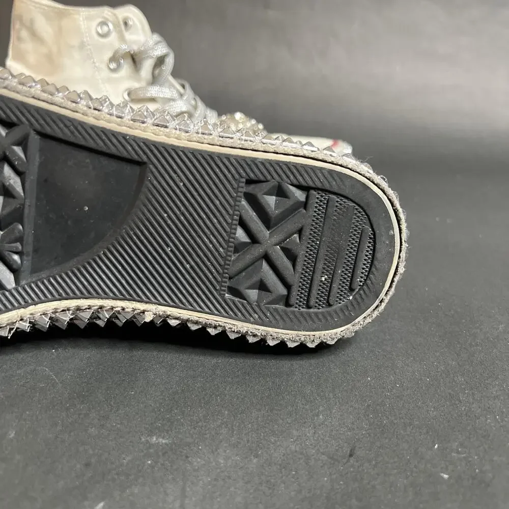 Nan-ku Couture White Jewel Studded Hi Top Sneakers Size 9.5 Tasseled Medallion - Picture 15 of 15